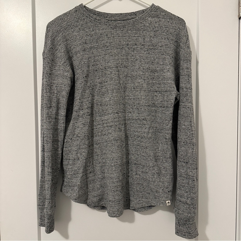 Roots Heathered Grey Organic Cotton Henley Long Sleeve T-shirt Size Extra Small